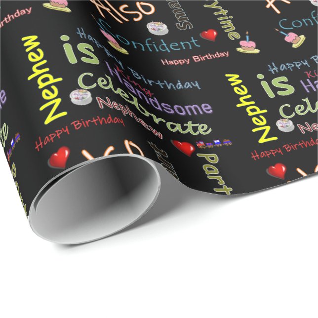 Papier Cadeau Joyeux Anniversaire Cadeau Papier Nephew (Coin rond)