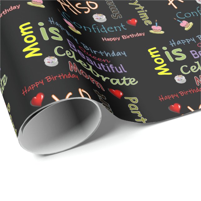 Papier Cadeau Joyeux Anniversaire Cadeau Papier Papier Maman (Coin rond)