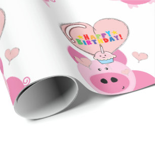 Papier Cadeau Joyeux Anniversaire Cadeau Papier Papier Pig Rose