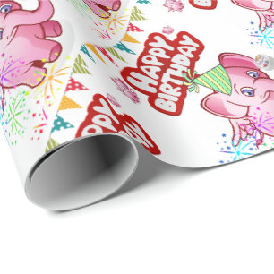 Papier Cadeau Joyeux Anniversaire Cadeau Papier Papier Pig Rose