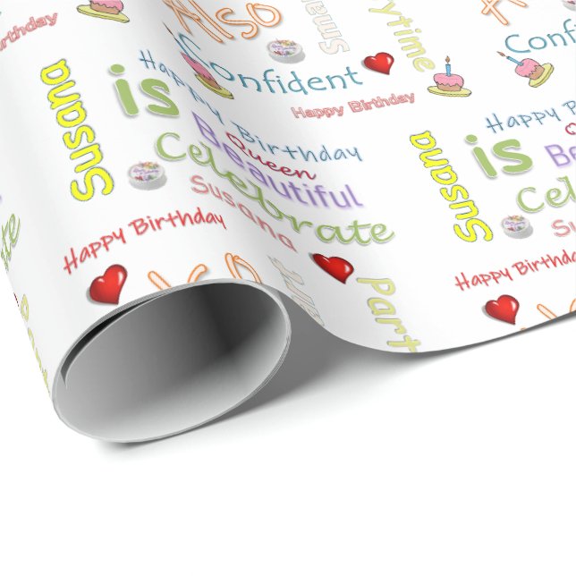 Papier Cadeau Joyeux Anniversaire Cadeau Papier Susana (Coin rond)