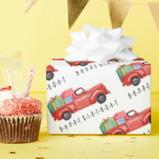 Papier Cadeau Joyeux Anniversaire Camion Rouge Et Papier D'Embal