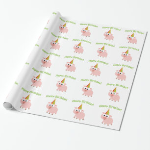 Papier Cadeau Joyeux anniversaire ! Cochon mignon