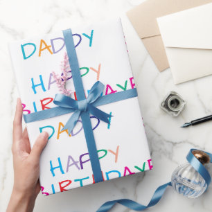 Papier Cadeau Joyeux Anniversaire coloré Papa - Fun & Bold Lettr