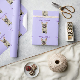 Papier Cadeau Joyeux anniversaire -Cream French Bulldog