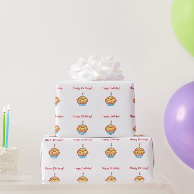 Papier Cadeau Joyeux Anniversaire Cupcake papier d'enveloppement (Cadeaux de fête)
