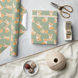 Papier Cadeau Joyeux anniversaire Cute Corgi Motif pour Amoureux