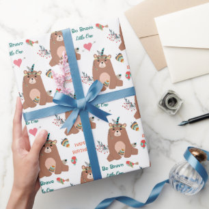 Papier Cadeau Joyeux anniversaire de l'ours tribal