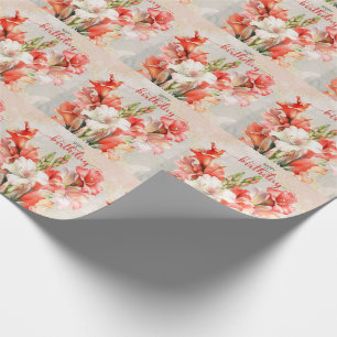Papier Cadeau Joyeux anniversaire de Lys orange et blanc
