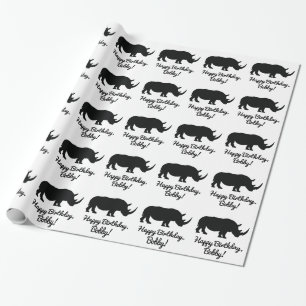Papier Cadeau Joyeux anniversaire de rhinocéros personnalisable