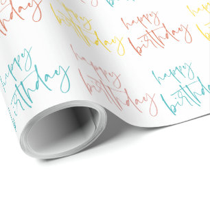 Papier Cadeau Joyeux Anniversaire écriture manuscrite moderne