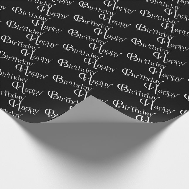 Papier Cadeau Joyeux anniversaire en noir (Coin)