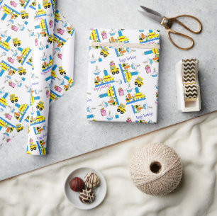 Papier Cadeau Joyeux Anniversaire Enveloppement Papier Camions B