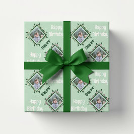 Papier Cadeau Joyeux anniversaire Floral Photo Cadre