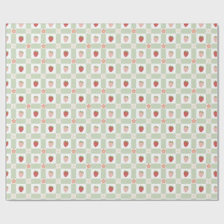 Papier Cadeau Joyeux Anniversaire Fraise Gingham