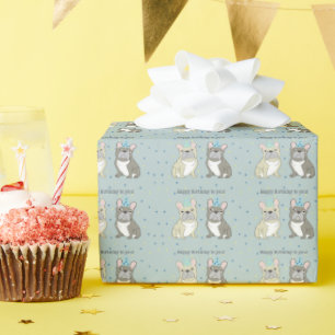 Papier Cadeau Joyeux anniversaire Français, bouledogue