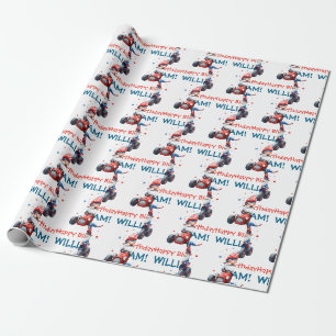 Papier Cadeau Joyeux Anniversaire Gnome de Course Patriotique