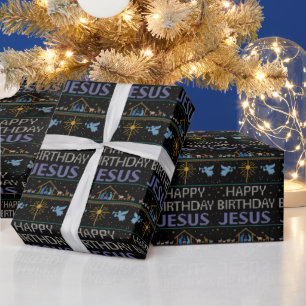 Papier Cadeau Joyeux Anniversaire Jésus Chandail de Noël chrétie