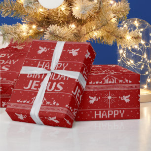 Papier Cadeau Joyeux Anniversaire Jésus Sweat de Noël Chrétien