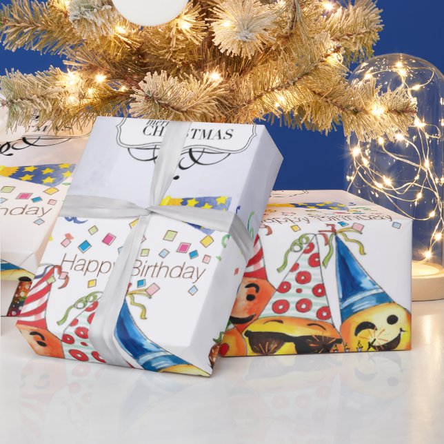 Papier Cadeau Joyeux Anniversaire Joyeux Papier d'enveloppement  (Vacances)