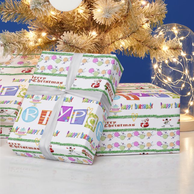 Papier Cadeau Joyeux Anniversaire Joyeux Papier d'enveloppement  (Vacances)