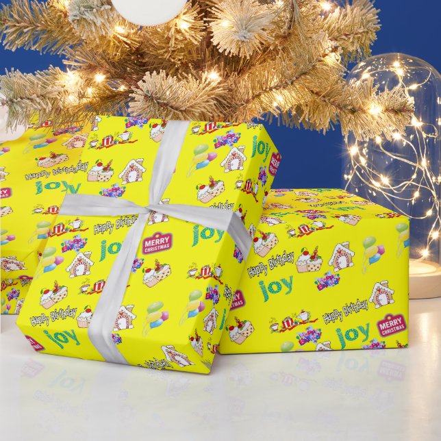 Papier Cadeau Joyeux Anniversaire Joyeux Papier d'enveloppement  (Vacances)