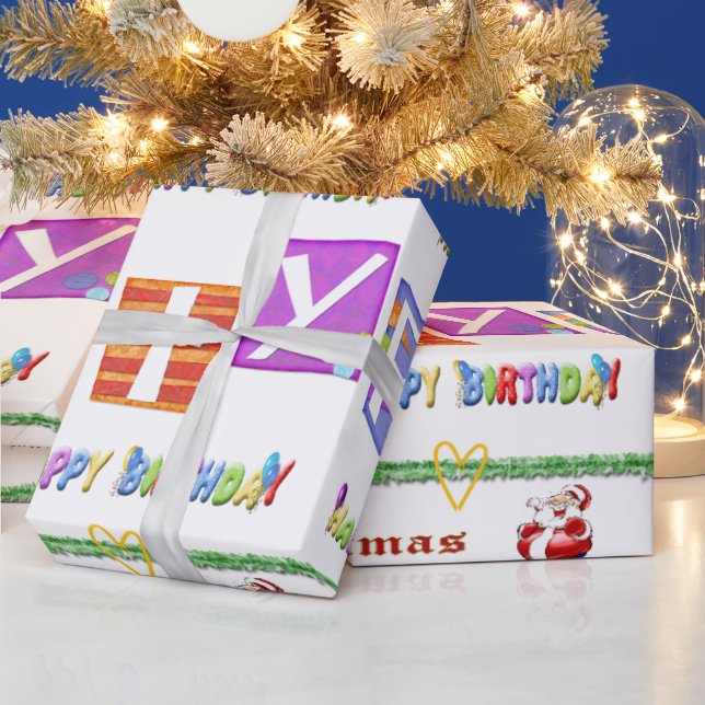 Papier Cadeau Joyeux Anniversaire Joyeux Papier d'enveloppement  (Vacances)