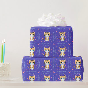 Papier Cadeau Joyeux Anniversaire Kawaii Chat enveloppement cade