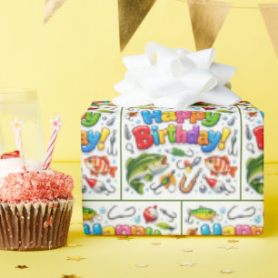 Papier Cadeau Joyeux Anniversaire Leurres et Hameçons