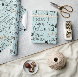 Papier Cadeau Joyeux Anniversaire Menthe
