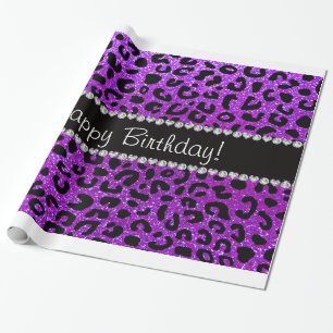 Papier Cadeau Joyeux anniversaire néon pourpre parties scintilla