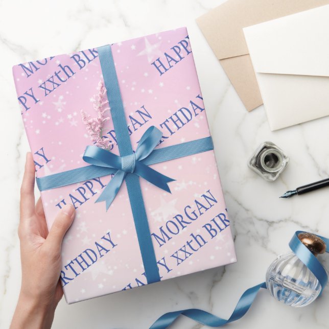 Papier Cadeau Joyeux Anniversaire, N'Importe Quel Âge, Nom, Étoi (Cadeaux)