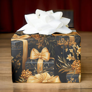 Papier Cadeau Joyeux Anniversaire Noir et Or Tout Âge
