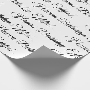 Papier Cadeau Joyeux Anniversaire Nom Noir Blanc Personnaliser