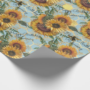 Papier Cadeau Joyeux Anniversaire ou Tournesol de retraite Ajout