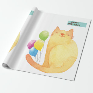 Papier Cadeau Joyeux Anniversaire Papier à envelopper Chat Dame 