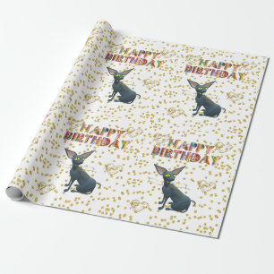 Papier Cadeau Joyeux Anniversaire Papier à envelopper Chat Dame
