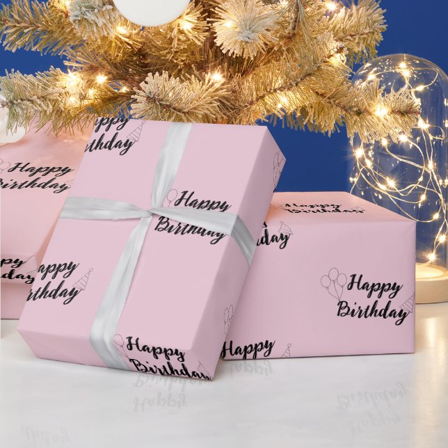 Papier Cadeau Joyeux Anniversaire papier d'enveloppement rose (Vacances)