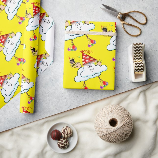 Papier Cadeau Joyeux Anniversaire Papier Nuages IPhone Texte (Artisanat)