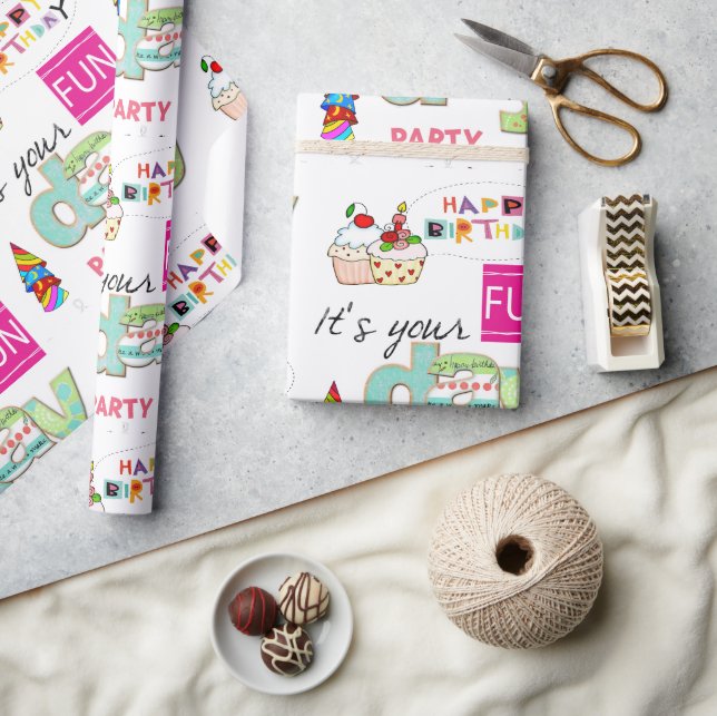 Papier Cadeau Joyeux Anniversaire Papier papier FUN Cupcake (Artisanat)