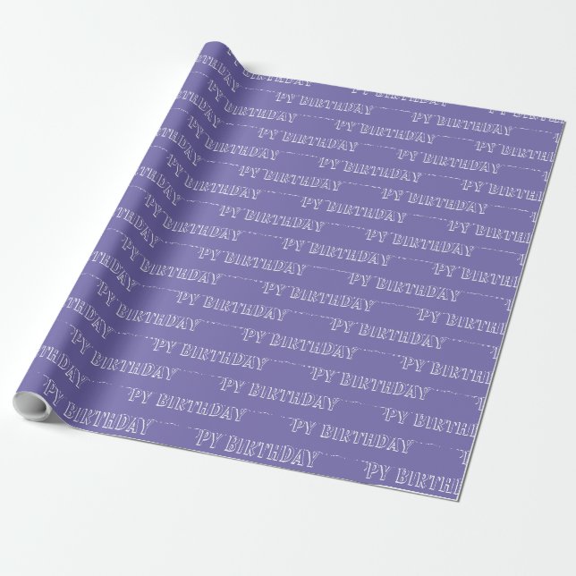 Papier Cadeau Joyeux anniversaire periwinkle violet motif modern (Déroulé)