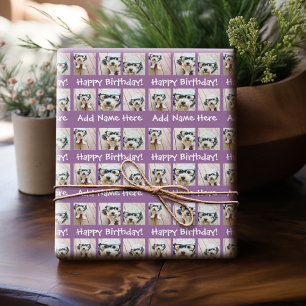 Papier Cadeau Joyeux anniversaire Personnalisé Nom 6 Carré Photo