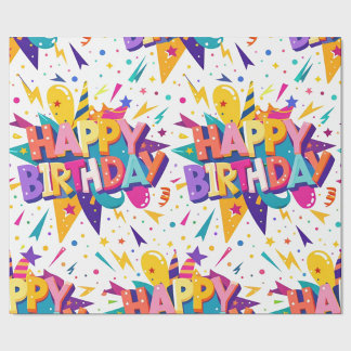 Papier Cadeau Joyeux Anniversaire Pop Art Coloré