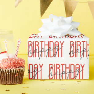 Papier Cadeau Joyeux anniversaire rouge et noir