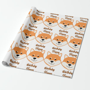 Papier Cadeau Joyeux Anniversaire Shiba Inu papier d'emballage o