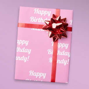 Papier Cadeau Joyeux Anniversaire Texte Personnalisable Rose Mig