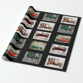 Papier Cadeau Joyeux Anniversaire Vieux Chap Voitures