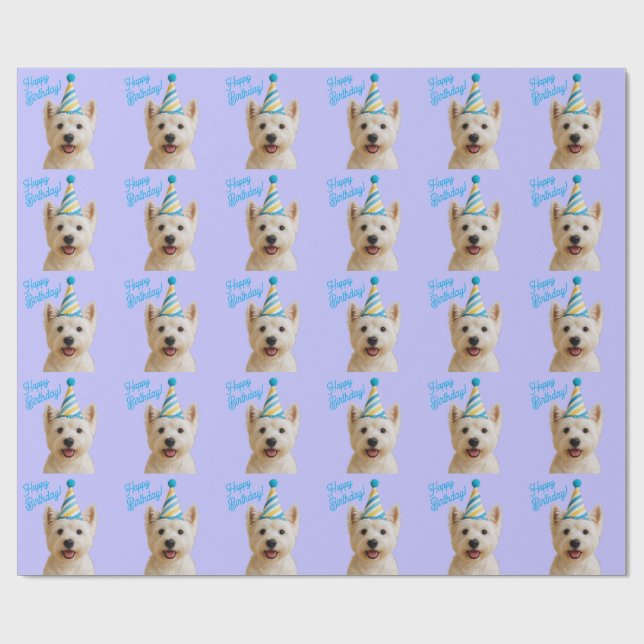 Papier Cadeau Joyeux Anniversaire Westie Wrapping Papier (Plat)