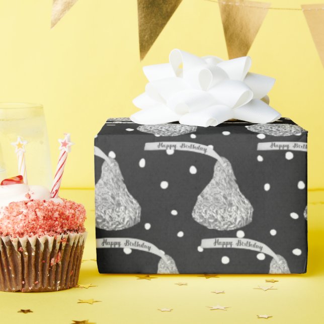 Papier Cadeau Joyeux Baisers D'Anniversaire À Points (Fête d'anniversaire)