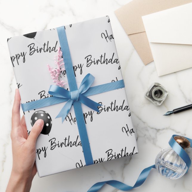 Papier Cadeau Joyeux Ballons à points Polka pour l'anniversaire (Cadeaux)